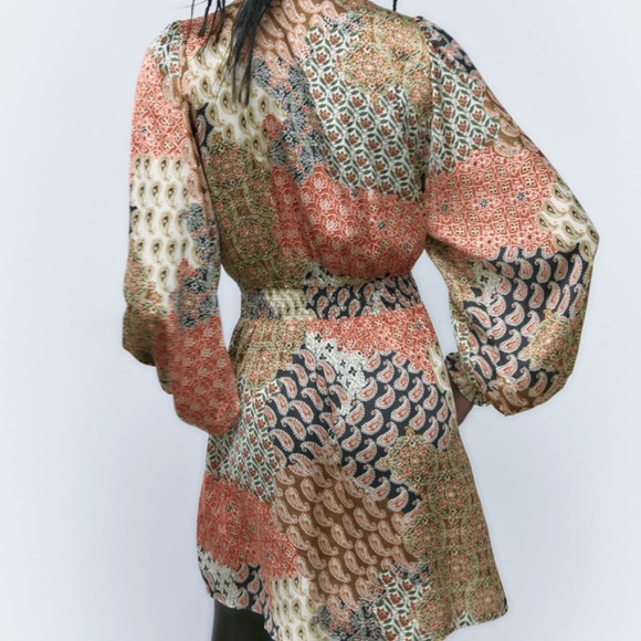 Zara NWT Multicolor Mini Dress - Size Medium - Picture 8 of 14